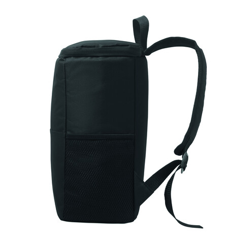 Kühlrucksack 600D RPET - Schwarz bedrucken, Art.-Nr. MO2972-03
