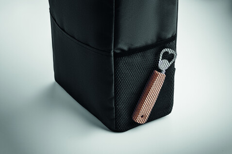 Kühlrucksack 600D RPET - Schwarz bedrucken, Art.-Nr. MO2972-03