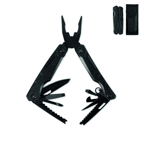 13in1 faltbares Multitool - Schwarz bedrucken, Art.-Nr. MO3129-03