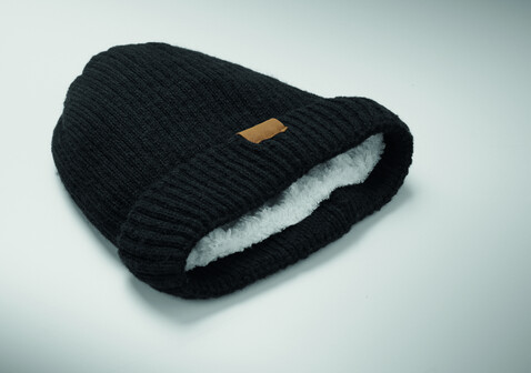 Beanie mit Bündchen - Schwarz bedrucken, Art.-Nr. MO3221-03