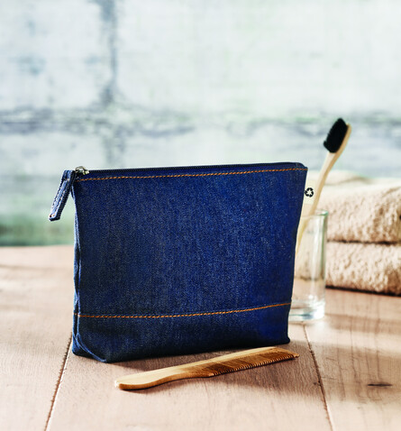 Denim Kosmetiktasche - Blau bedrucken, Art.-Nr. MO6421-04