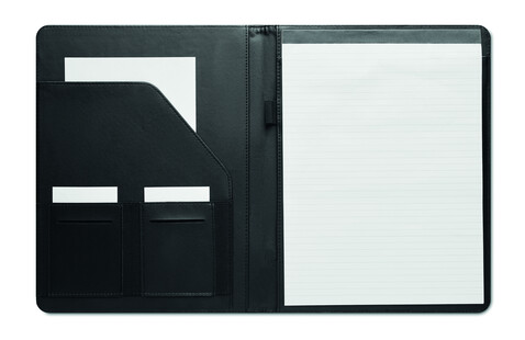 DINA A4 Mappe 300D-RPET - Schwarz bedrucken, Art.-Nr. MO6487-03