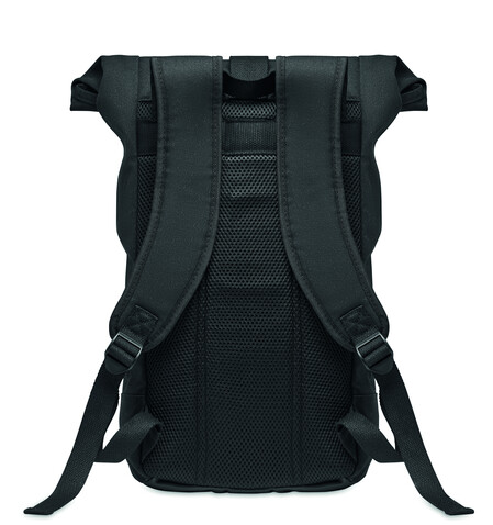 Rolltop-Rucksack Canvas - Schwarz bedrucken, Art.-Nr. MO6704-03