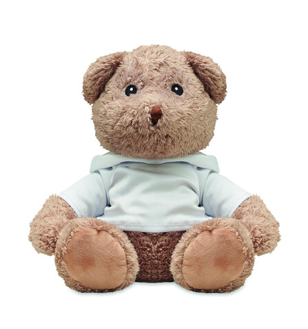 Plüsch-Bär mit Hoody - Weiß bedrucken, Art.-Nr. MO6738-06 Plüsch-Bär mit Hoody - Weiß bedrucken, Art.-Nr. MO6738-06