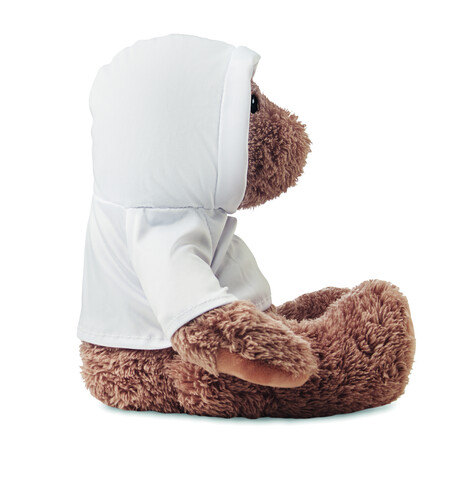 Plüsch-Bär mit Hoody - Weiß bedrucken, Art.-Nr. MO6738-06 Plüsch-Bär mit Hoody - Weiß bedrucken, Art.-Nr. MO6738-06
