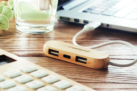 3 Port 2.0 USB Hub - Holz bedrucken, Art.-Nr. MO6848-40