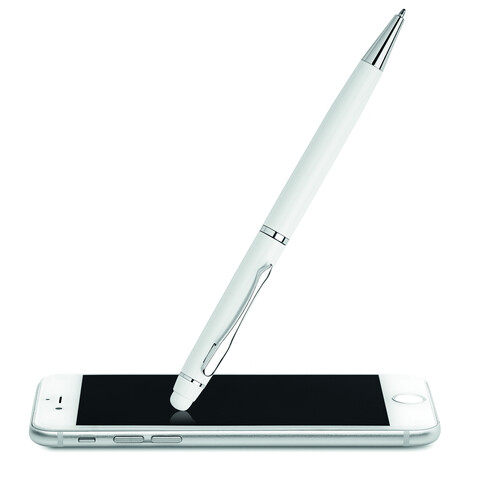 Drehkugelschreiber mit Stylus - Weiß bedrucken, Art.-Nr. MO8476-06 Drehkugelschreiber mit Stylus - Weiß bedrucken, Art.-Nr. MO8476-06