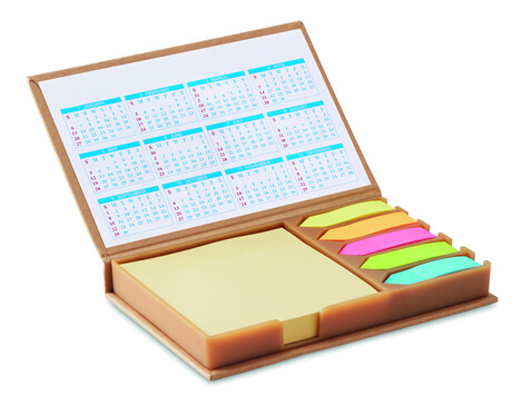Notizzettelhalter mit Kalender - Beige bedrucken, Art.-Nr. MO9394-13