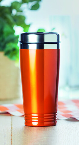 Doppelwandiger Trinkbecher - Orange bedrucken, Art.-Nr. MO9618-10