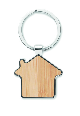 Schlüsselring Bambus, Haus - Holz bedrucken, Art.-Nr. MO9949-40