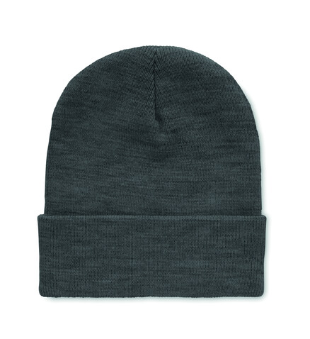 Beanie mit Umschlag RPET - Weiß/schwarz bedrucken, Art.-Nr. MO9965-33 Beanie mit Umschlag RPET - Weiß/schwarz bedrucken, Art.-Nr. MO9965-33