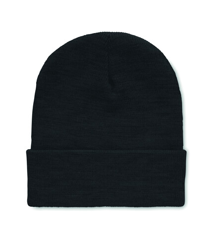 Beanie mit Umschlag RPET - Schwarz bedrucken, Art.-Nr. MO9965-03 Beanie mit Umschlag RPET - Schwarz bedrucken, Art.-Nr. MO9965-03