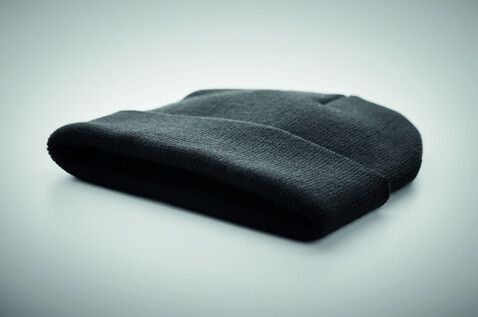 Beanie mit Umschlag RPET - Schwarz bedrucken, Art.-Nr. MO9965-03 Beanie mit Umschlag RPET - Schwarz bedrucken, Art.-Nr. MO9965-03