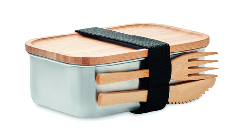 Lunchbox Edelstahl 600ml - Holz bedrucken, Art.-Nr. MO9967-40 Lunchbox Edelstahl 600ml - Holz bedrucken, Art.-Nr. MO9967-40