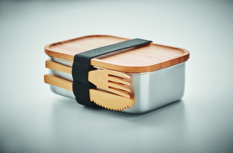 Lunchbox Edelstahl 600ml - Holz bedrucken, Art.-Nr. MO9967-40 Lunchbox Edelstahl 600ml - Holz bedrucken, Art.-Nr. MO9967-40