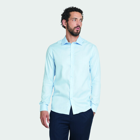 BLAISE MEN SHIRT - Soft Blue bedrucken, Art.-Nr. N03182-EU-3XL
