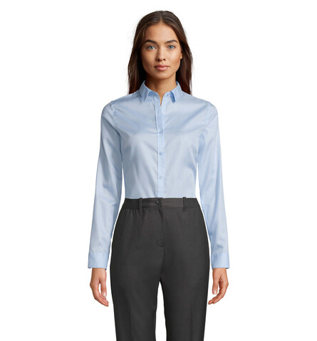 BLAISE WOMEN SHIRT - Soft Blue bedrucken, Art.-Nr. N03183-EU-M