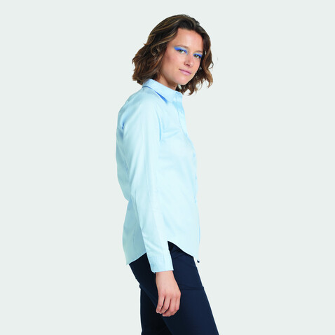 BLAISE WOMEN SHIRT - Soft Blue bedrucken, Art.-Nr. N03183-EU-M