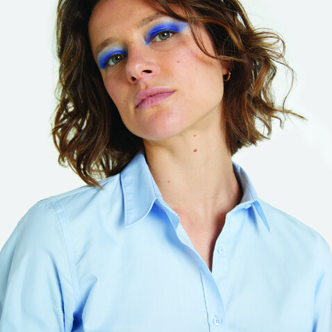 BLAISE WOMEN SHIRT - Soft Blue bedrucken, Art.-Nr. N03183-EU-M