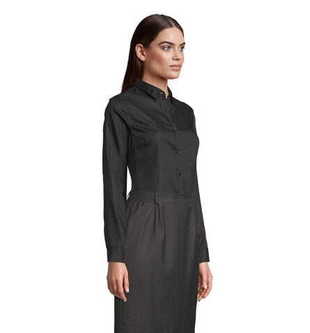 BLAISE WOMEN SHIRT - Deep Black bedrucken, Art.-Nr. N03183-DB-L