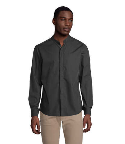 BART MEN MAO COLLAR SHIRT - Deep Black bedrucken, Art.-Nr. N03792-DB-M