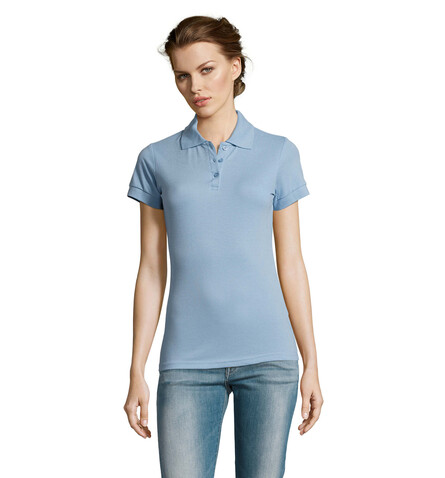 PRIME DAMEN POLO 200g - Sky Blue Pique bedrucken, Art.-Nr. S00573-SP-XL