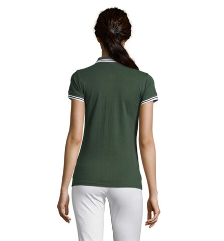 PASADENA Damen Polo 200g - Forest Green/White bedrucken, Art.-Nr. S00578-FE-S PASADENA Damen Polo 200g - Forest Green/White bedrucken, Art.-Nr. S00578-FE-S