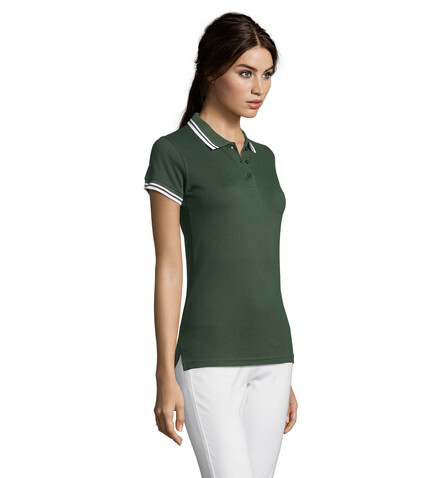PASADENA Damen Polo 200g - Forest Green/White bedrucken, Art.-Nr. S00578-FE-S PASADENA Damen Polo 200g - Forest Green/White bedrucken, Art.-Nr. S00578-FE-S
