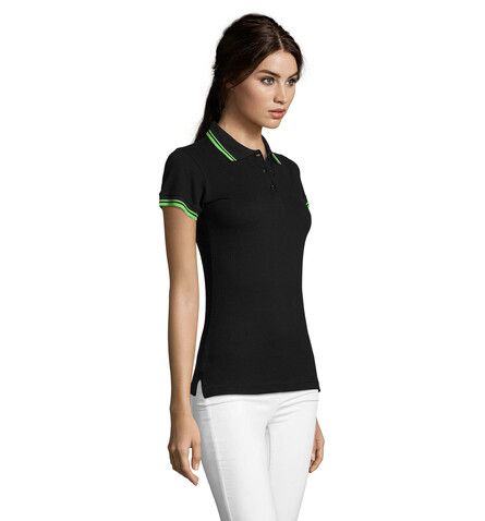 PASADENA Damen Polo 200g - Black/Lime bedrucken, Art.-Nr. S00578-BN-XL PASADENA Damen Polo 200g - Black/Lime bedrucken, Art.-Nr. S00578-BN-XL