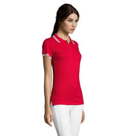 PASADENA Damen Polo 200g - Rot / Weiß bedrucken, Art.-Nr. S00578-RE-L