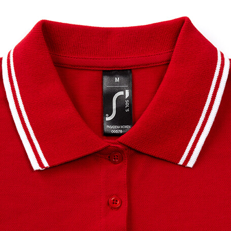 PASADENA Damen Polo 200g - Rot / Weiß bedrucken, Art.-Nr. S00578-RE-L
