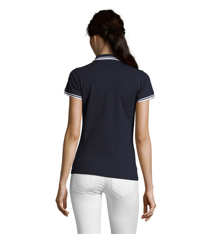 PASADENA Damen Polo 200g - Französische Marine/weiß bedrucken, Art.-Nr. S00578-FW-L PASADENA Damen Polo 200g - Französische Marine/weiß bedrucken, Art.-Nr. S00578-FW-L
