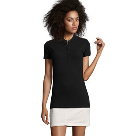 PHOENIX WOMEN ELASTANE POLO - Schwarz bedrucken, Art.-Nr. S01709-BK-S