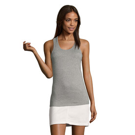 JUSTIN DAMEN TANK TOP 150g - Graue Melange bedrucken, Art.-Nr. S01826-GM-XXL