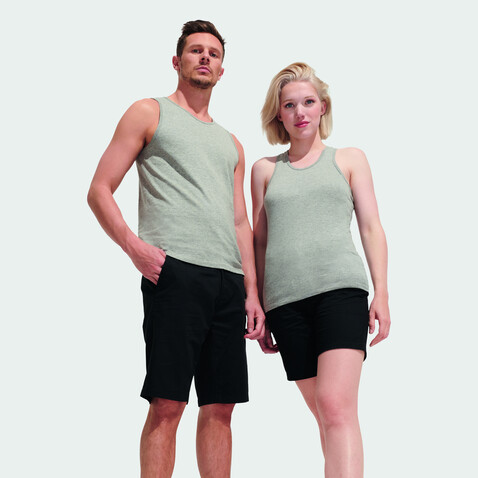 JUSTIN DAMEN TANK TOP 150g - Graue Melange bedrucken, Art.-Nr. S01826-GM-XL
