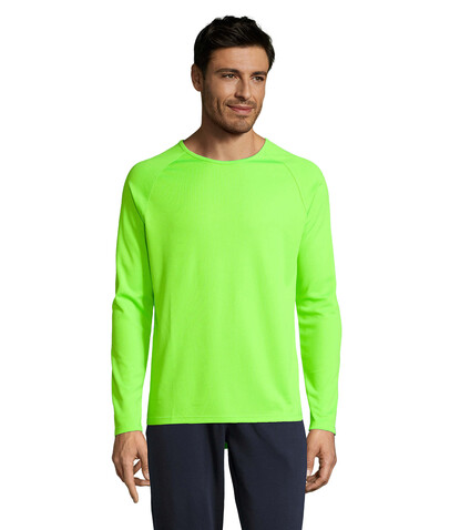 SPORTY LSL MEN T-SHIRT - Neon Green bedrucken, Art.-Nr. S02071-NG-S