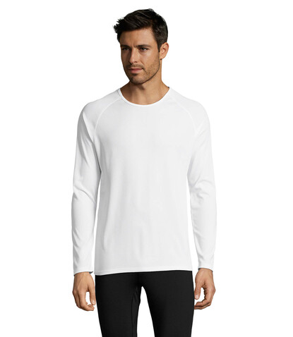 SPORTY LSL MEN T-SHIRT - White bedrucken, Art.-Nr. S02071-WH-L