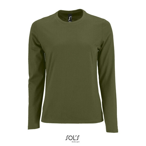 IMPERIAL Women lsl 190g - Dunkles Khaki bedrucken, Art.-Nr. S02075-DK-XL IMPERIAL Women lsl 190g - Dunkles Khaki bedrucken, Art.-Nr. S02075-DK-XL