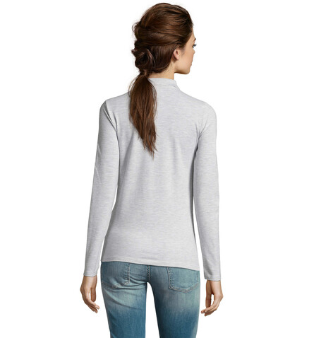PERFECT DAMEN LSL POLO 180 - Ash bedrucken, Art.-Nr. S02083-AS-M