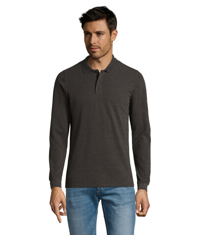 PERFECT MEN LSL POLO 180g - Charcoal Melange bedrucken, Art.-Nr. S02087-CE-3XL