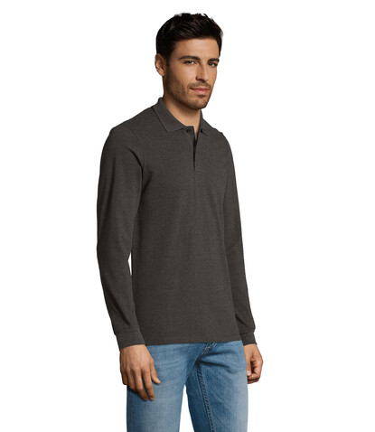 PERFECT MEN LSL POLO 180g - Charcoal Melange bedrucken, Art.-Nr. S02087-CE-3XL
