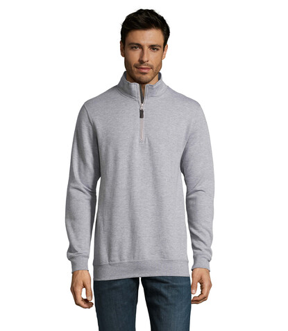 STAN Sweater Zip Kragen 260 - Grau-Melange 2 bedrucken, Art.-Nr. S02088-GY-S