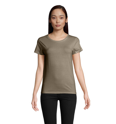 PIONEER WOMEN T-Shirt 175g - Khaki bedrucken, Art.-Nr. S03579-KH-XXL
