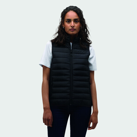 STREAM WOMEN Bodywarmer - Schwarz bedrucken, Art.-Nr. S04021-BK-XL