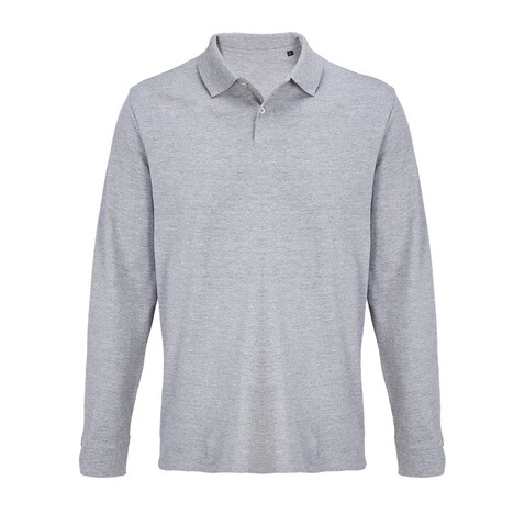 PACIFIC LSL POLO - Grau-Melange 2 bedrucken, Art.-Nr. S04441-GY-M