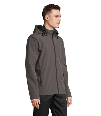 RACE HERREN-KAPUZENJACKE - Anthrazitgrau bedrucken, Art.-Nr. S04447-CR-S