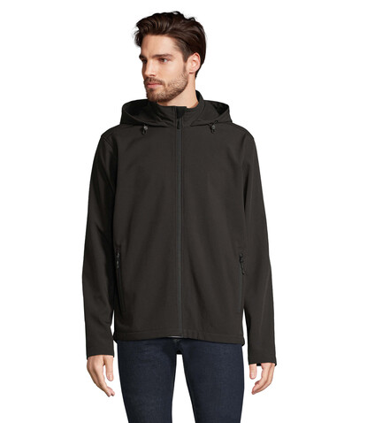 RACE HERREN-KAPUZENJACKE - Schwarz bedrucken, Art.-Nr. S04447-BK-3XL