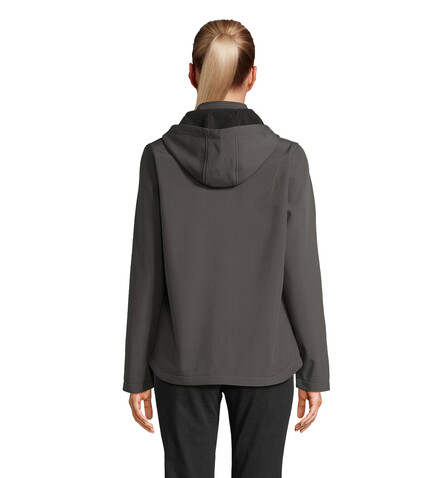 RACE DAMEN-KAPUZENJACKE - Anthrazitgrau bedrucken, Art.-Nr. S04448-CR-3XL