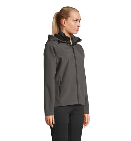 RACE DAMEN-KAPUZENJACKE - Anthrazitgrau bedrucken, Art.-Nr. S04448-CR-3XL