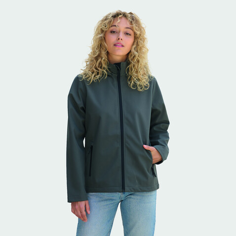 RACE DAMEN-KAPUZENJACKE - Anthrazitgrau bedrucken, Art.-Nr. S04448-CR-3XL